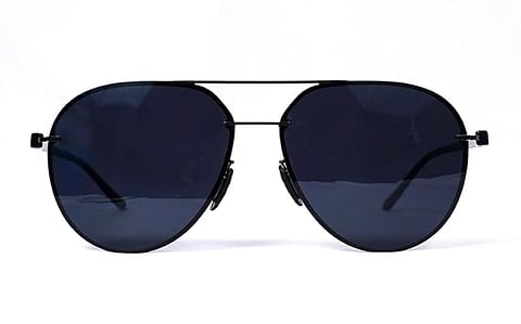 Orange Rimless Aviator Sunglasses